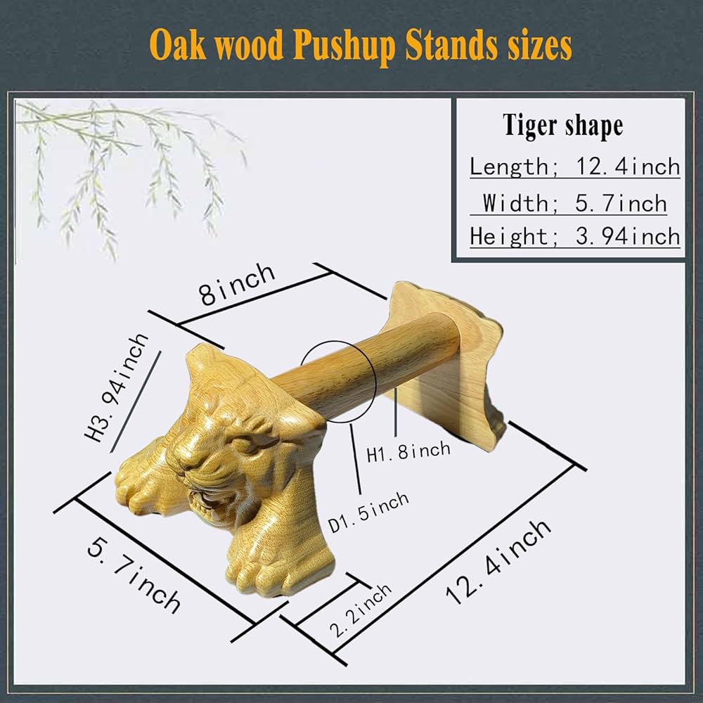 Tiger Power,Wood Pushup Bars Non-Slip Base Exercise Home.
