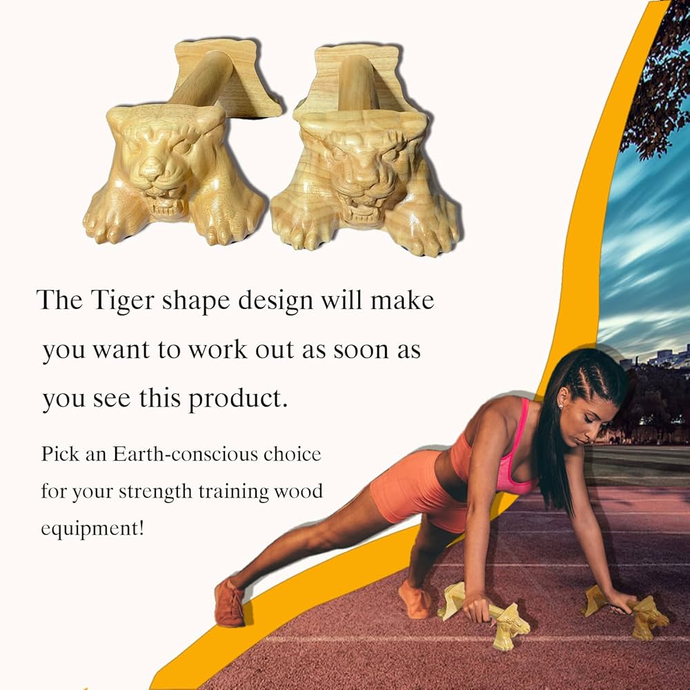 Tiger Power,Wood Pushup Bars Non-Slip Base Exercise Home.