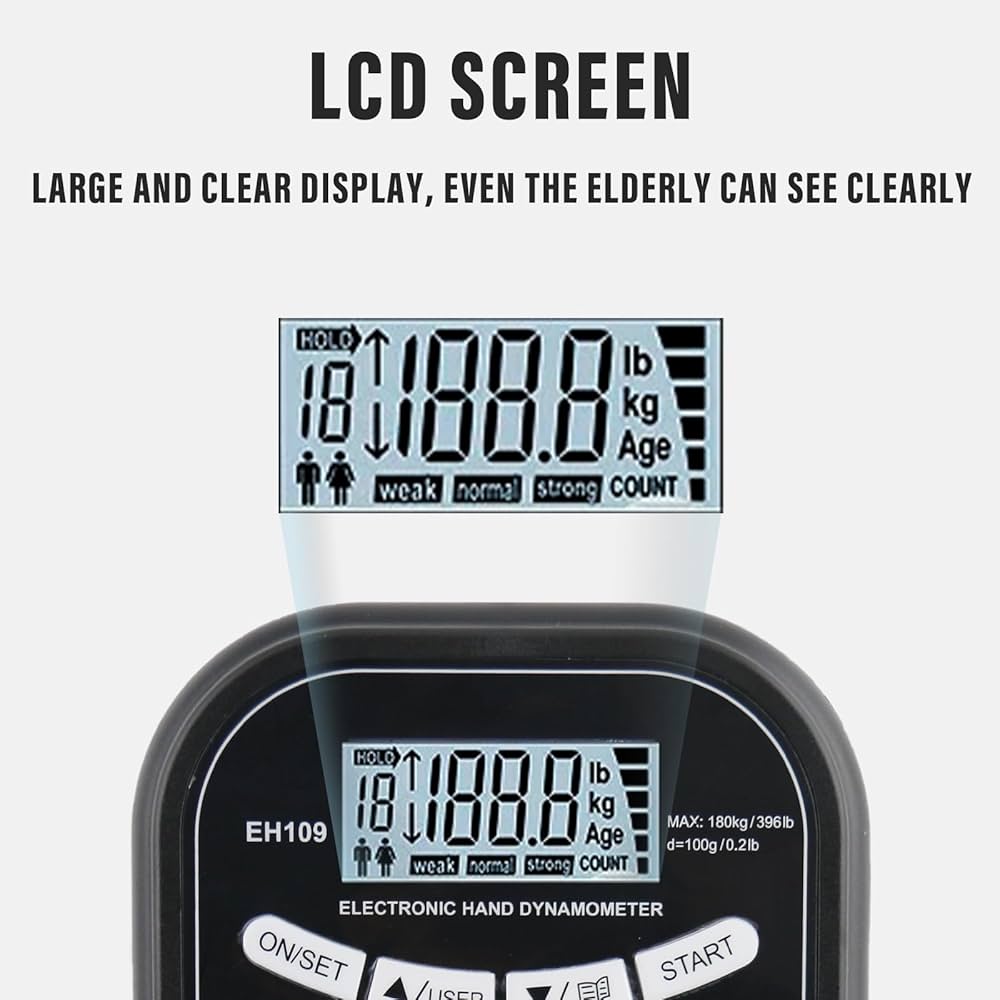 Captain Grip Strength Tester and Trainer Set – Electronic Hand Dynamometer (400lbs/180kg) & Adjustable Resistance Grip，Electronic Counting Grip