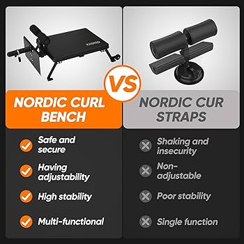 Nordic Curl Machine, Hamstring Curl Bench, Compact Glute Bench with wheels, Home Gym Equipment for Leg Workouts