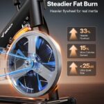 Merach Magnetic Exercise Bike, Low Noise Stationary Bike for Home with Comfortable Seat Cushion, Spinning Bike with 330 lb Weight Capacity, Exclusive App, Tablet Mount and Fitness Courses