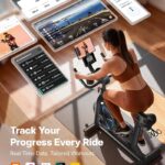 Merach Magnetic Exercise Bike, Low Noise Stationary Bike for Home with Comfortable Seat Cushion, Spinning Bike with 330 lb Weight Capacity, Exclusive App, Tablet Mount and Fitness Courses