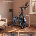 Merach Magnetic Exercise Bike, Low Noise Stationary Bike for Home with Comfortable Seat Cushion, Spinning Bike with 330 lb Weight Capacity, Exclusive App, Tablet Mount and Fitness Courses