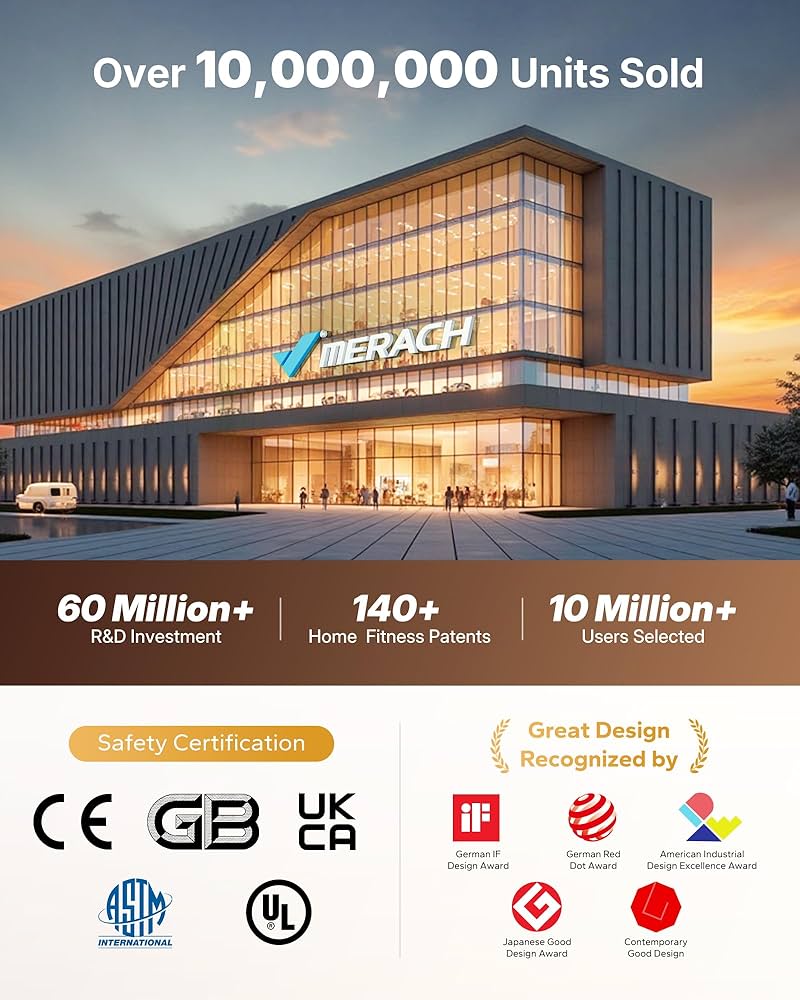 Merach Magnetic Exercise Bike, Low Noise Stationary Bike for Home with Comfortable Seat Cushion, Spinning Bike with 330 lb Weight Capacity, Exclusive App, Tablet Mount and Fitness Courses