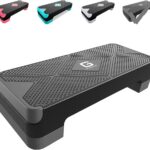 Adjustable Workout Aerobic Stepper, Aerobic Exercise Step Platform with 2 Risers, Exercise Step Deck for Fitness, 26.5″ Trainer Stepper with Non-Slip Surface Home Gym & Extra Risers Options