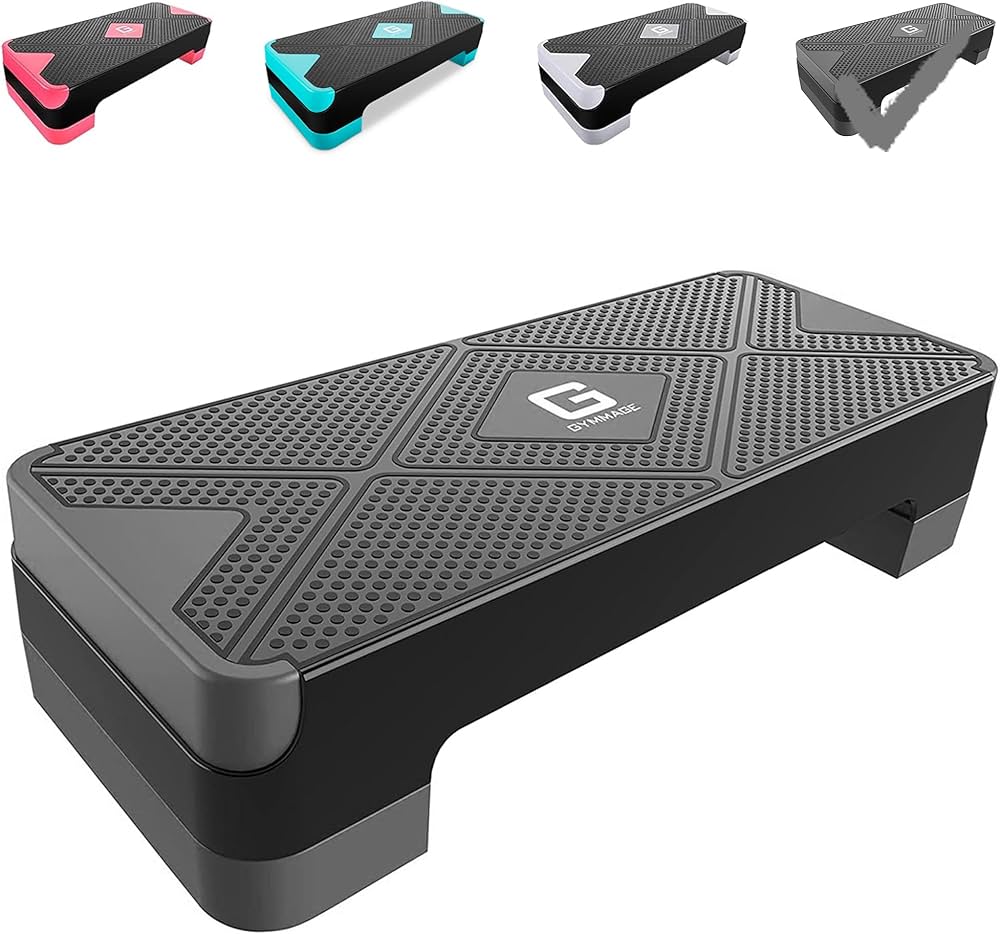 Adjustable Workout Aerobic Stepper, Aerobic Exercise Step Platform with 2 Risers, Exercise Step Deck for Fitness, 26.5″ Trainer Stepper with Non-Slip Surface Home Gym & Extra Risers Options