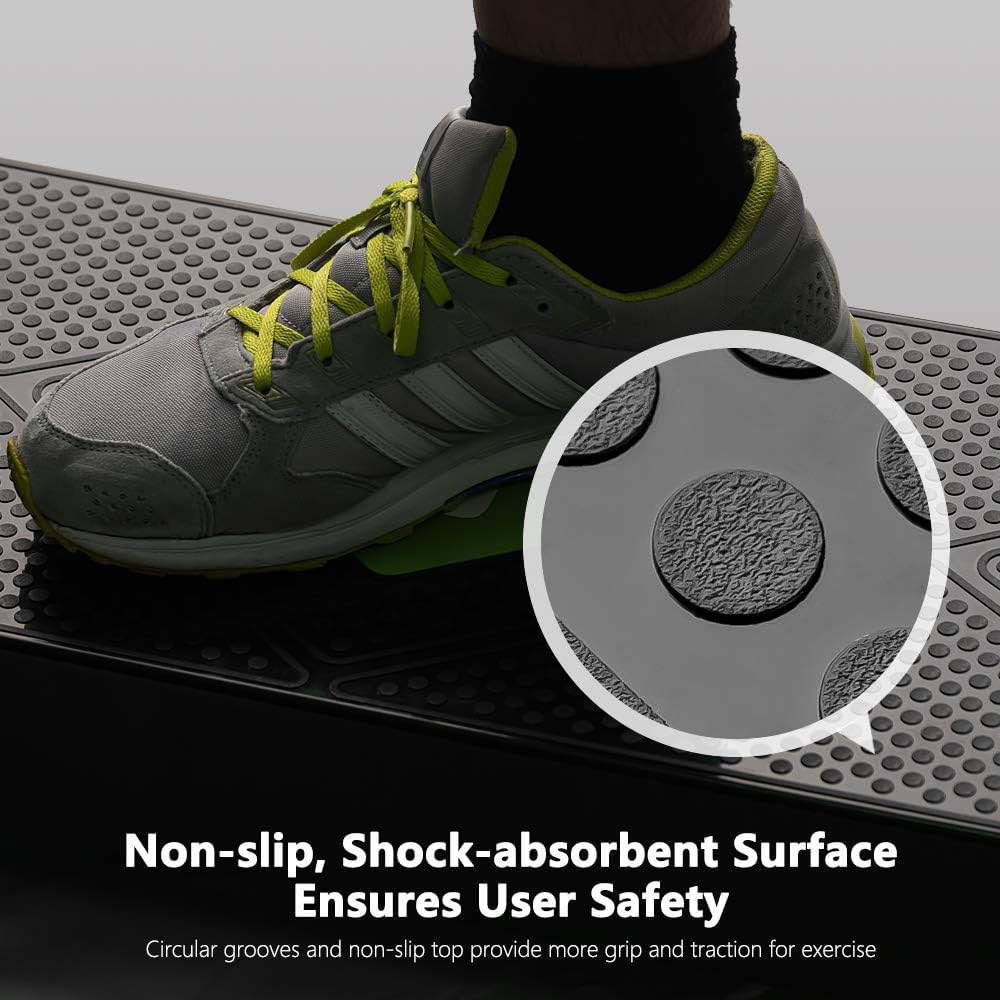 Adjustable Workout Aerobic Stepper, Aerobic Exercise Step Platform with 2 Risers, Exercise Step Deck for Fitness, 26.5″ Trainer Stepper with Non-Slip Surface Home Gym & Extra Risers Options