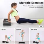 Adjustable Workout Aerobic Stepper, Aerobic Exercise Step Platform with 2 Risers, Exercise Step Deck for Fitness, 26.5″ Trainer Stepper with Non-Slip Surface Home Gym & Extra Risers Options
