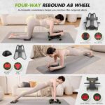 Ab Roller with Elbow Support, Ab Roller Board Core Workout Machine with 4 Wheels, Mini Pilates Reformer Equipment for Home Gym, Abdominal Full-Body Strength Exercise Trainer with Knee Pad