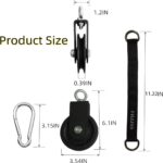 Weight Cable Pulley System Gym,Pulley Wheel 360 Degree Rotating 3.54in Silent Pulley,Pulley Hanging Strap Carabiner Hooks Hammock Straps for Gym Equipment,Ladder Lift,DIY Home Projects