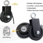 Weight Cable Pulley System Gym,Pulley Wheel 360 Degree Rotating 3.54in Silent Pulley,Pulley Hanging Strap Carabiner Hooks Hammock Straps for Gym Equipment,Ladder Lift,DIY Home Projects