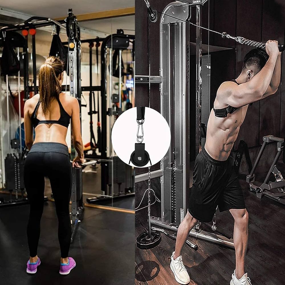 Weight Cable Pulley System Gym,Pulley Wheel 360 Degree Rotating 3.54in Silent Pulley,Pulley Hanging Strap Carabiner Hooks Hammock Straps for Gym Equipment,Ladder Lift,DIY Home Projects