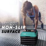 Yes4All 16″x16″ Adjustable High Step Aerobic Platform with 4 Risers, Height-Adjustable 4″-6”-8”-10”-12″ Step Aerobics Platform for Home Gym Exercise Fitness Workout