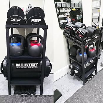 Commercial Heavy Duty Adjustable Dumbbell Stand & Kettlebell Stand, Adjustable Dumbbell Weight Rack, Kettlebell Storage Rack, Weight Rack for Garage/Home Gym/Commercial with Non-Slip Base, Anti-Tip Safety & Space-Saving Design, Weight Capacity: 500-800 lbs