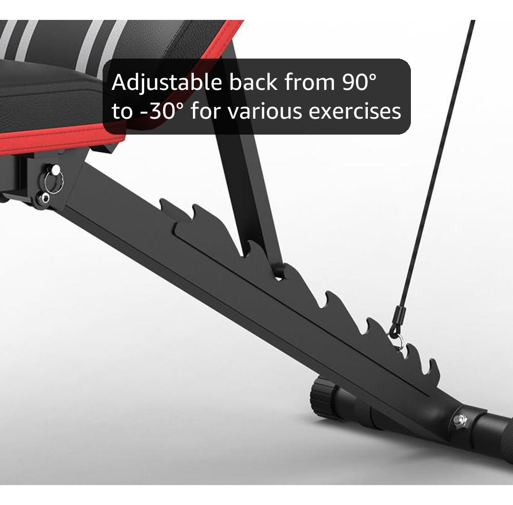 FLYBIRD Foldable Weight Bench with Resistance Bands, 8 Backrests Fast Adjustable FID for Home Gym Full Body Workout, Easy to Storage for Small Apartment