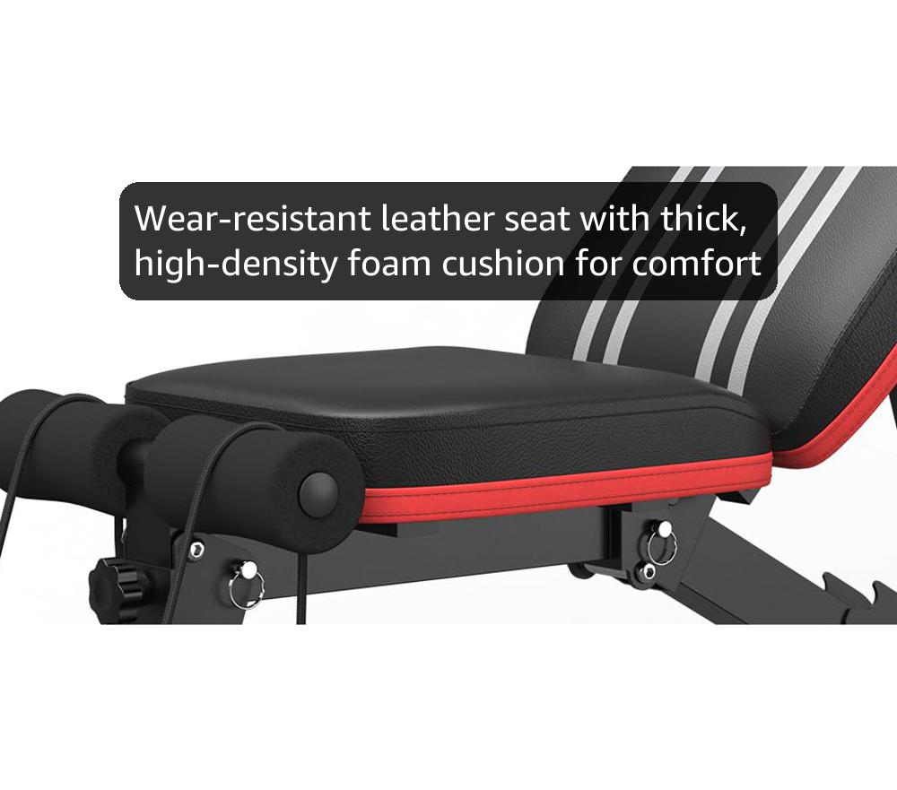 FLYBIRD Foldable Weight Bench with Resistance Bands, 8 Backrests Fast Adjustable FID for Home Gym Full Body Workout, Easy to Storage for Small Apartment