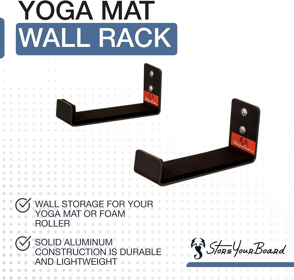StoreYourBoard Yoga Mat Storage Rack – Yoga Mat Holder Wall Mount for Foam Rollers, Resistance Bands, Fitness Accessories, Home Gym Organizer, Holds Up to 30 lbs