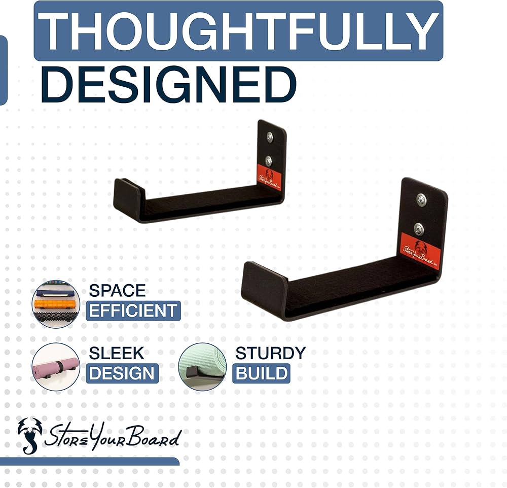 StoreYourBoard Yoga Mat Storage Rack – Yoga Mat Holder Wall Mount for Foam Rollers, Resistance Bands, Fitness Accessories, Home Gym Organizer, Holds Up to 30 lbs