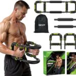 Twister Arm Trainer for Men, Chest Workout Equipment 5-Level Adjustable (40-130lb) with Ergonomic 27° Targets Biceps/Clip/Thigh, Portable Exerciser for Home Gym Travel Fitness