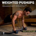 EVO Bow – All in One Portable Home Gym System with Ultra Weighted Push Up Board | Compact Strength Training and Exercise Equipment for Travel, Notched Resistance Bands for Full Body Training | 300lbs