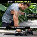 EVO Bow – All in One Portable Home Gym System with Ultra Weighted Push Up Board | Compact Strength Training and Exercise Equipment for Travel, Notched Resistance Bands for Full Body Training | 300lbs