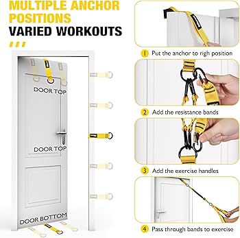 Resistance Bands with Handles, Exercise Bands with Door Anchor for Working Out, Home Gym Workout Equipment for Push Downs, Tricep, Biceps, Arms, Back, Chest, Abs, Shoulder Training