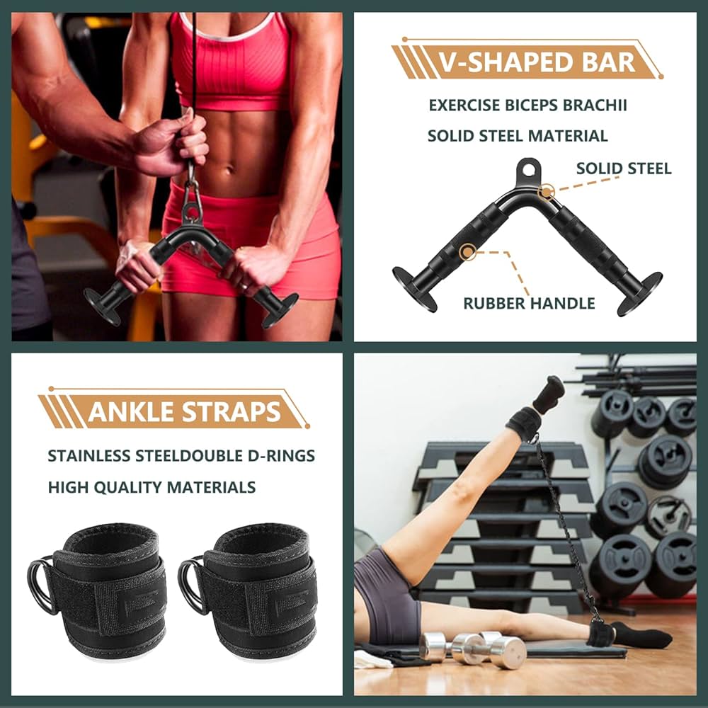 Solid Cable Machine Attachment, Cable Attachments for Gym, Gym Cable Attachments, Cable Machine Attachments Set