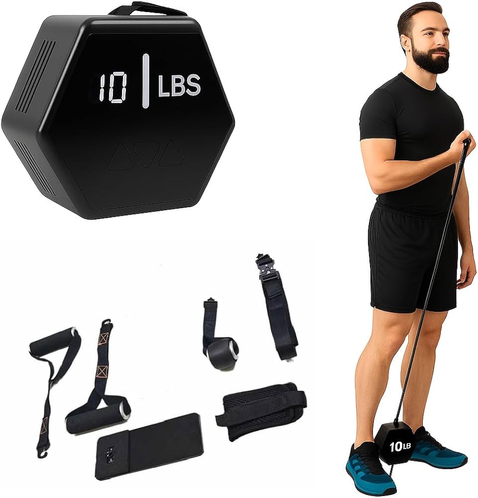 In Motion FLEX Smart Home Gym Fitness Resistance Band | Portable Electronic Cable Machine Adjustable Resistance 5–66LB | Door Anchor, USB Rechargeable Pocket Gym for Full Body Workout & Travel Fitness