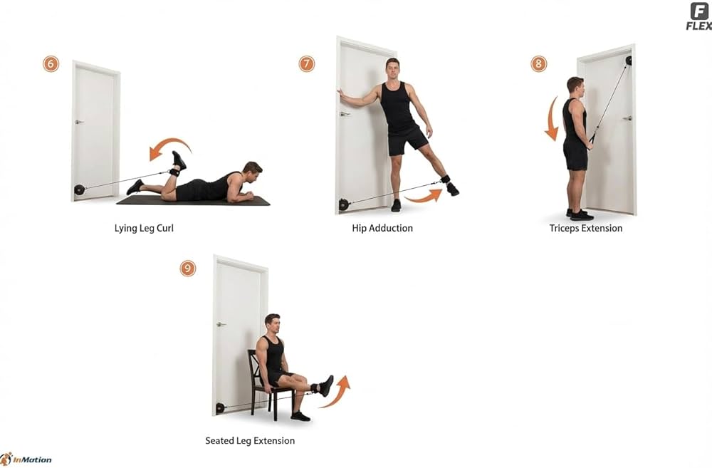 In Motion FLEX Smart Home Gym Fitness Resistance Band | Portable Electronic Cable Machine Adjustable Resistance 5–66LB | Door Anchor, USB Rechargeable Pocket Gym for Full Body Workout & Travel Fitness