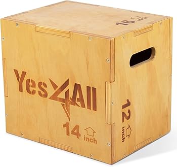Yes4All Plyo Box, 3-in-1 Wooden Box Jumps for Home Gym, 450 lbs Boxes Step Up with Smooth Edges & Wide Built-in Handles for Jumping, Strength Training, Lunges, Squats, Dips