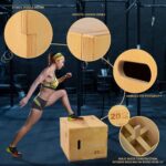 Yes4All Plyo Box, 3-in-1 Wooden Box Jumps for Home Gym, 450 lbs Boxes Step Up with Smooth Edges & Wide Built-in Handles for Jumping, Strength Training, Lunges, Squats, Dips