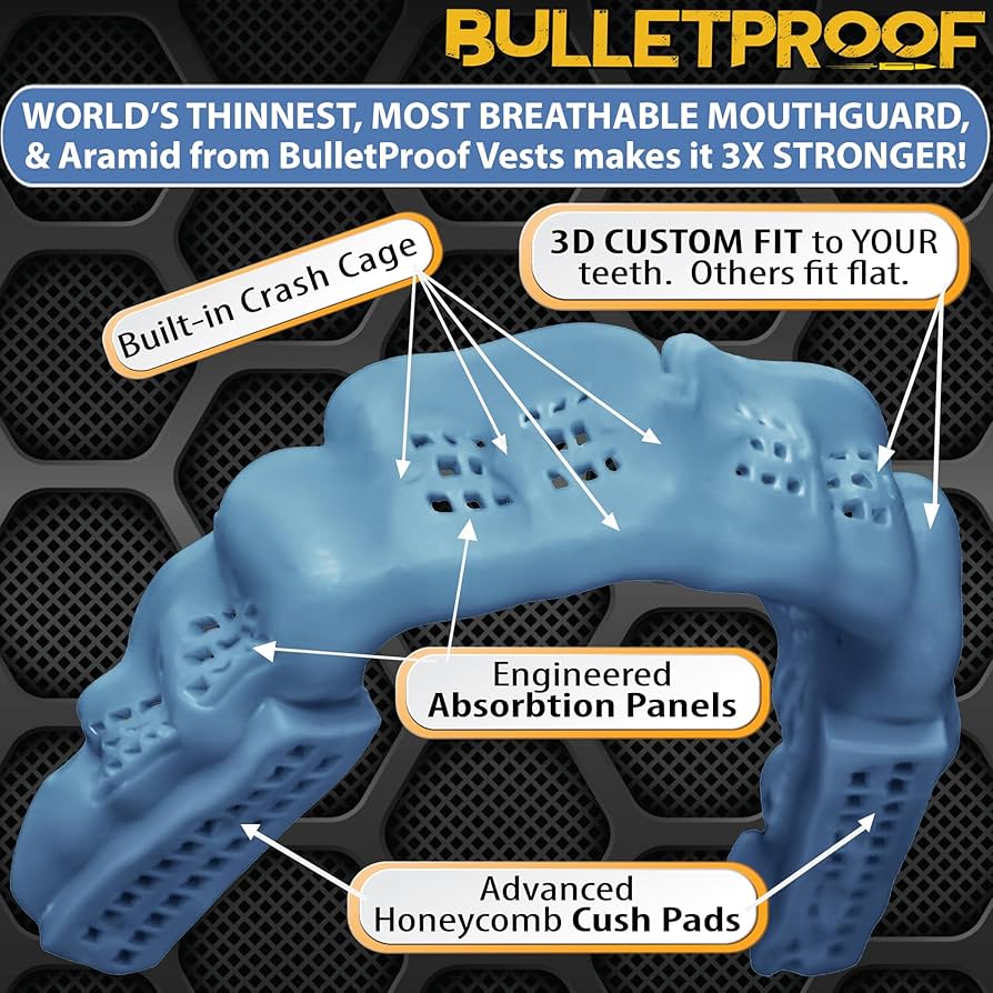 Bulletproof: World’s Thinnest Most Breathable Mouthguard is 3X Stronger! BJJ Lacrosse Football Basketball MMA Wrestling Hockey Rugby Boxing Men Sports Mouth Guard Grinding Teeth Adult Youth Braces