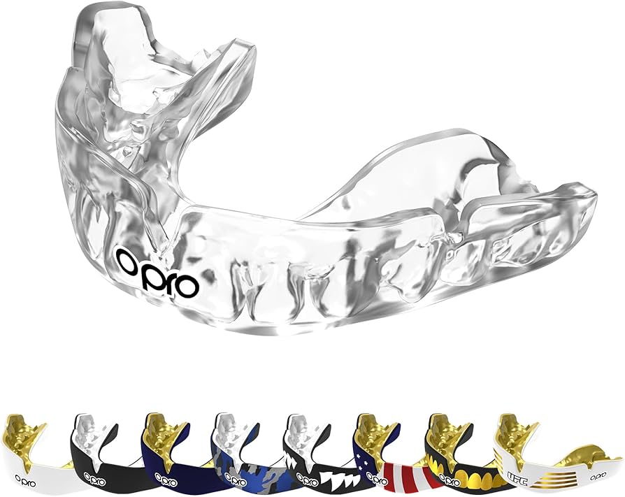 OPRO Instant Custom-Fit Mouth Guard, Dentist-Level Comfort, Protection & Fit – Moldable Mouthguard for Football, Boxing, Rugby, MMA, BJJ, UFC Mouth Piece- Includes Mouth Guard Case (Clear, Adult)