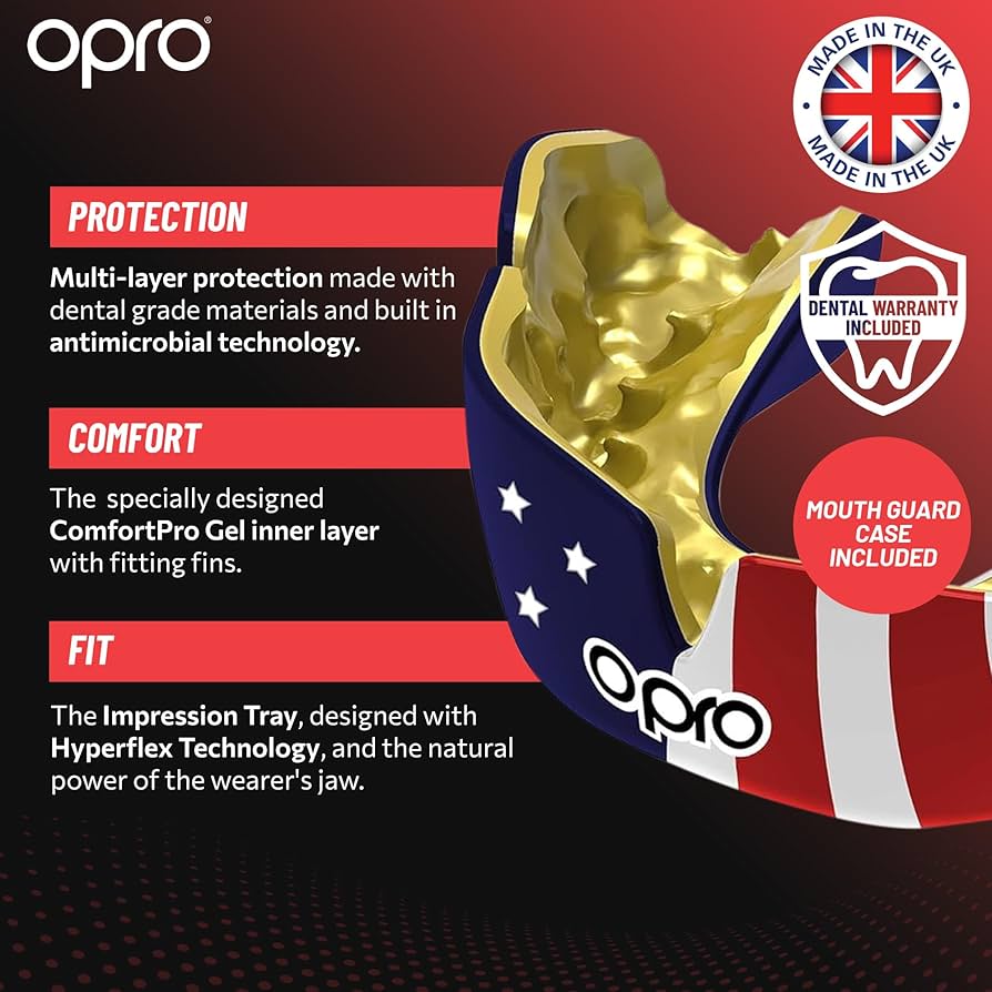 OPRO Instant Custom-Fit Mouth Guard, Dentist-Level Comfort, Protection & Fit – Moldable Mouthguard for Football, Boxing, Rugby, MMA, BJJ, UFC Mouth Piece- Includes Mouth Guard Case (Clear, Adult)