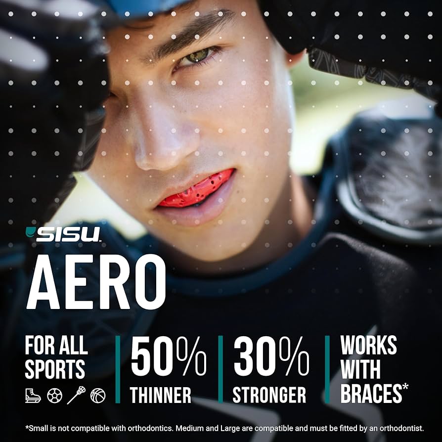 SISU Aero Medium Mouthguard, Charcoal Black – 30% Stronger Protection for Lacrosse, Football, Hockey, Roller Derby, Team Sports – Remoldable Up to 20 Times – Ultra Slim – Works for Braces – Non Toxic