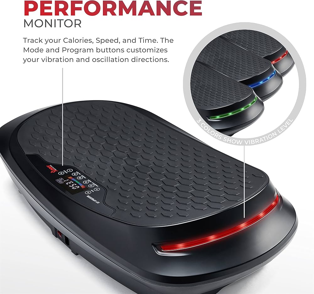 Sunny Health & Fitness Fitboard Vibration Platform Exercise Machine with Multiple Speed Settings and Vibration Modes for Multipurpose Workouts