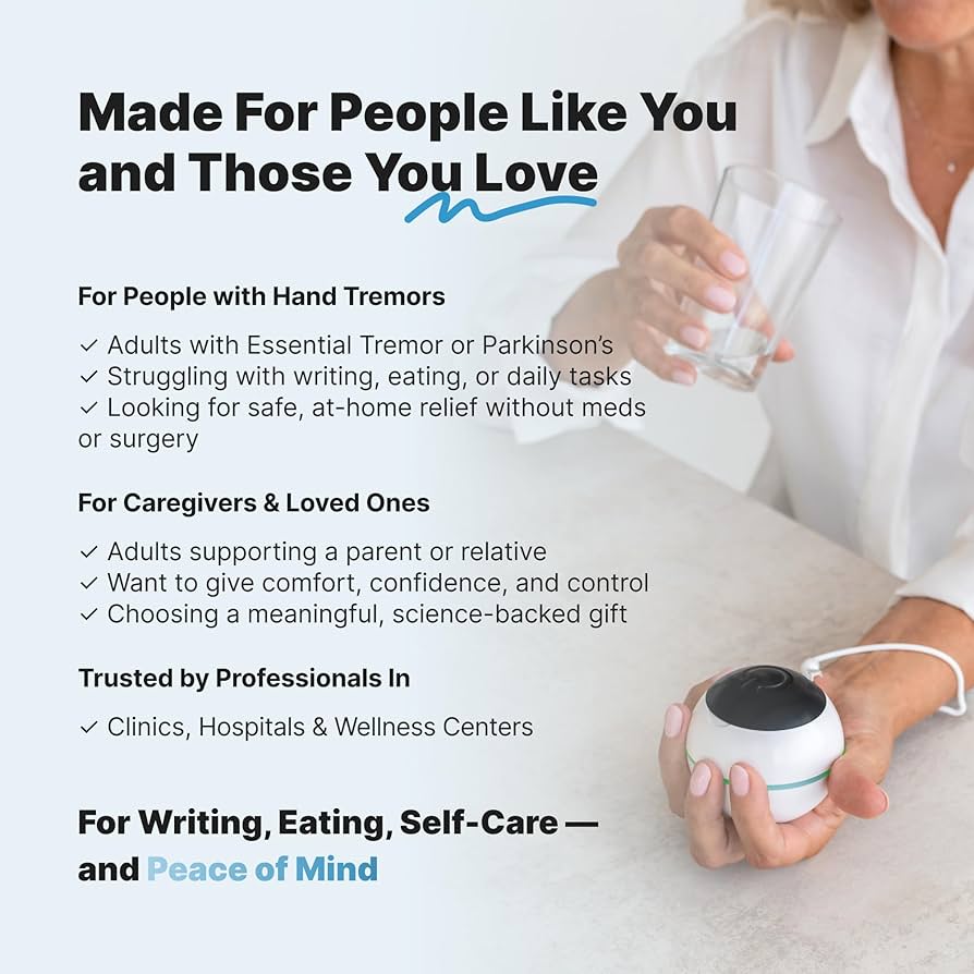 AI-Powered Vibration Therapy Ball – for Essential Tremor & Parkinson’s | Personalized Tremor Relief | Hand Therapy Ball | Scientifically Backed, Portable & Rechargeable