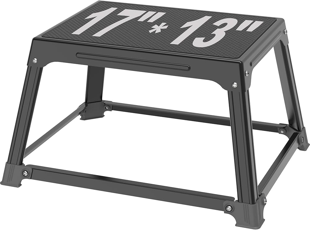 GanFindX Metal Plyometric Jumping Box 12 Inch with 17 * 13 Inch Surface Steel Plyo Box Home Gym Jump Trainer for Fitness Exercise Agility Stamina Conditioning Strength Training