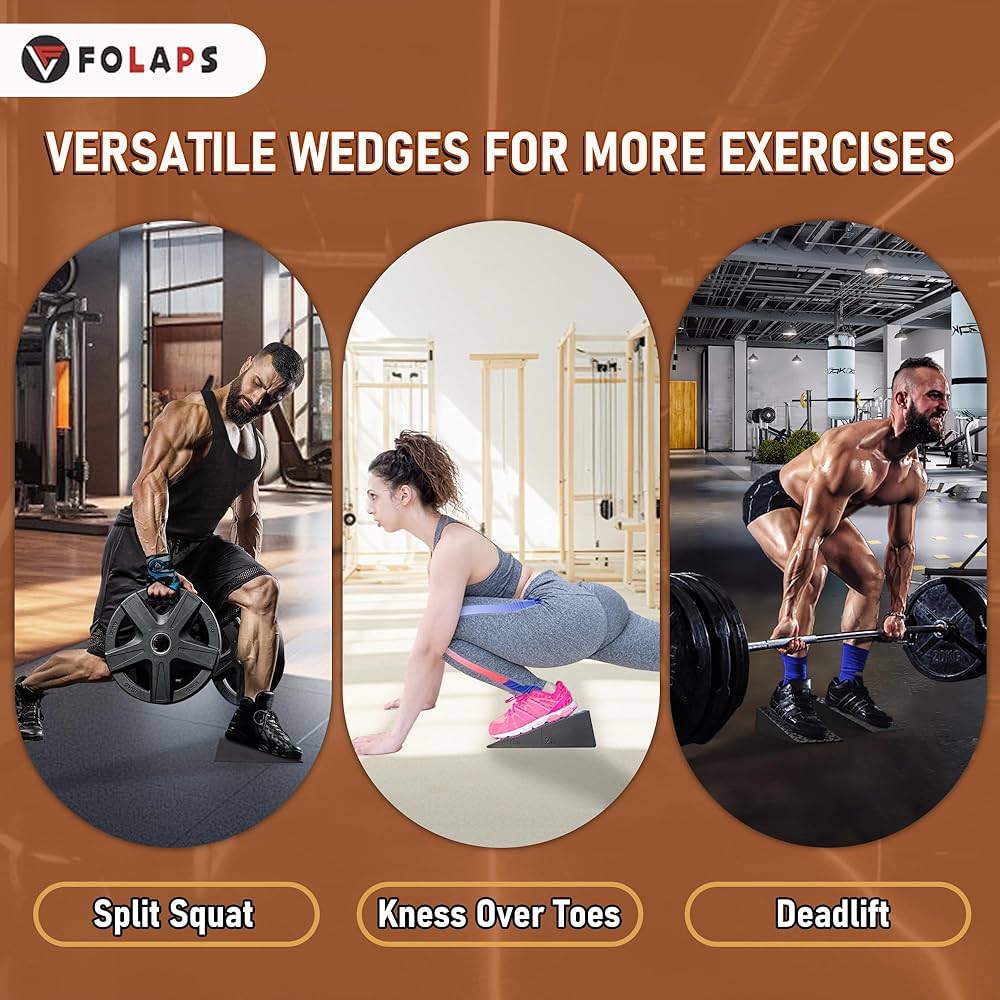 Squat Wedge with Step-by-Step Guide: 15-Degree Non-Slip Blocks for Deep Squats Lower Body Exercises – Improve Strength Ankle & Knees Mobility for Fitness Enthusiasts Athletes