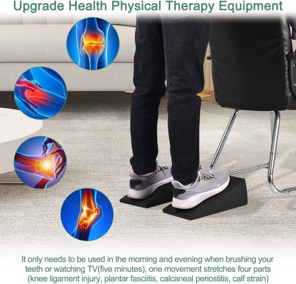 Slant Board Squat Wedge for Calf Stretching，3 Pcs 12″ x 6.3″ Foot Stretcher Balance Board for Plantar Fasciitis, Adjustable Foam Slant Board Wedge Great for Exercises