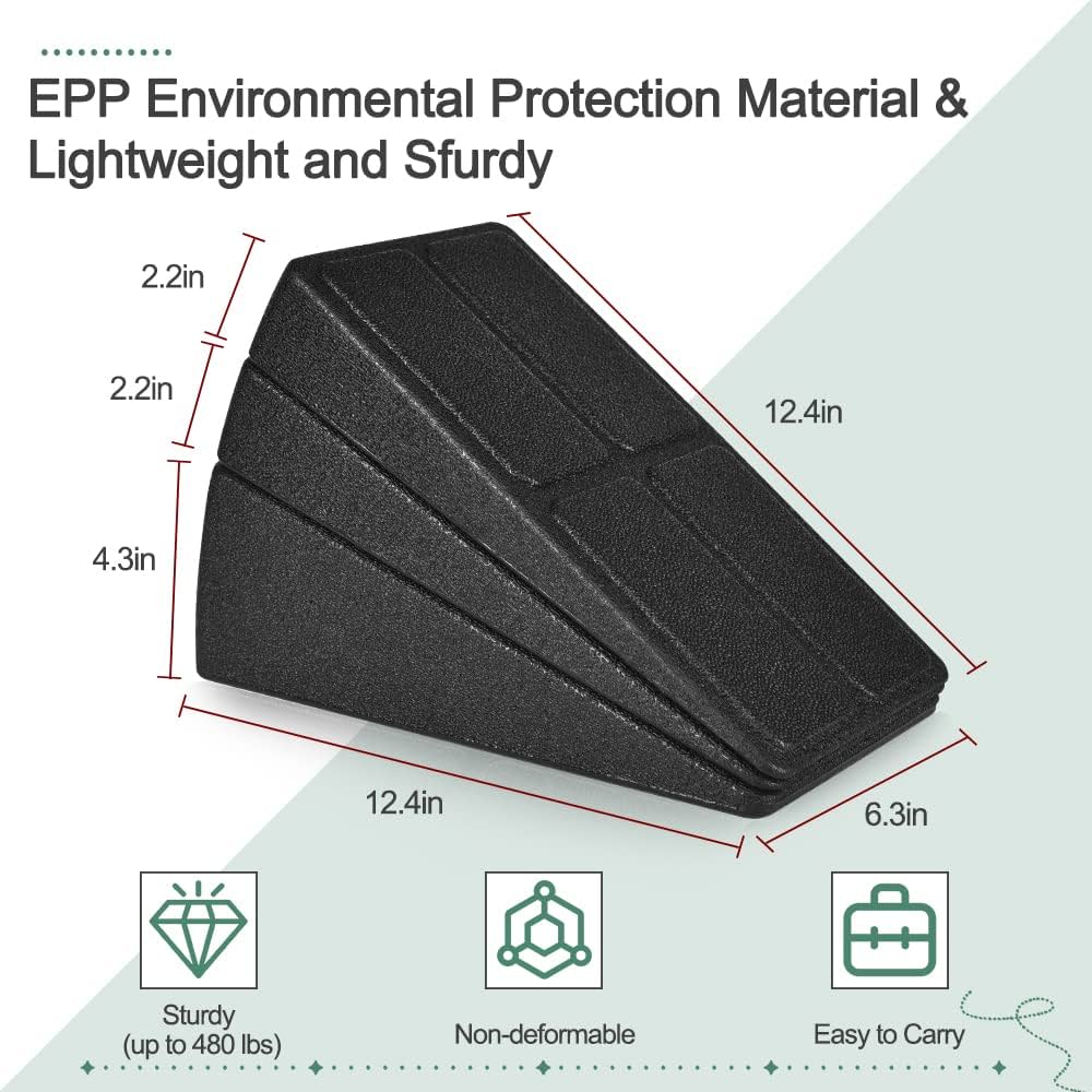 Slant Board Squat Wedge for Calf Stretching，3 Pcs 12″ x 6.3″ Foot Stretcher Balance Board for Plantar Fasciitis, Adjustable Foam Slant Board Wedge Great for Exercises