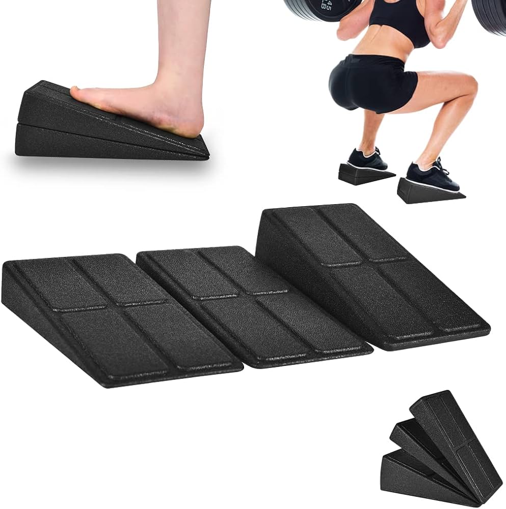Slant Board Squat Wedge for Calf Stretching，3 Pcs 12″ x 6.3″ Foot Stretcher Balance Board for Plantar Fasciitis, Adjustable Foam Slant Board Wedge Great for Exercises