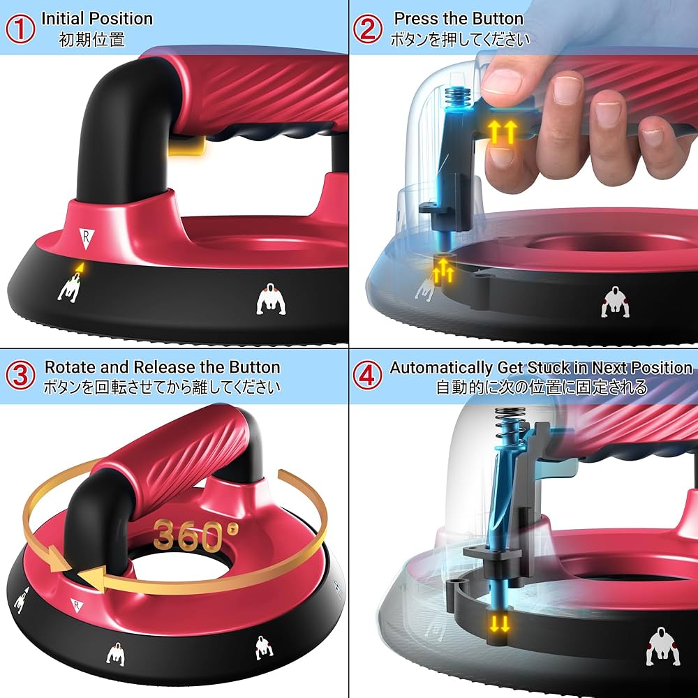 READAEER Push Up Bars, Rotating Handle Design with Bearings for Smooth, Effortless for a Wider Range of Motion, Handle Rotation, Wide Grips with Non-Slip Rubber Pads for Comfort Exercise