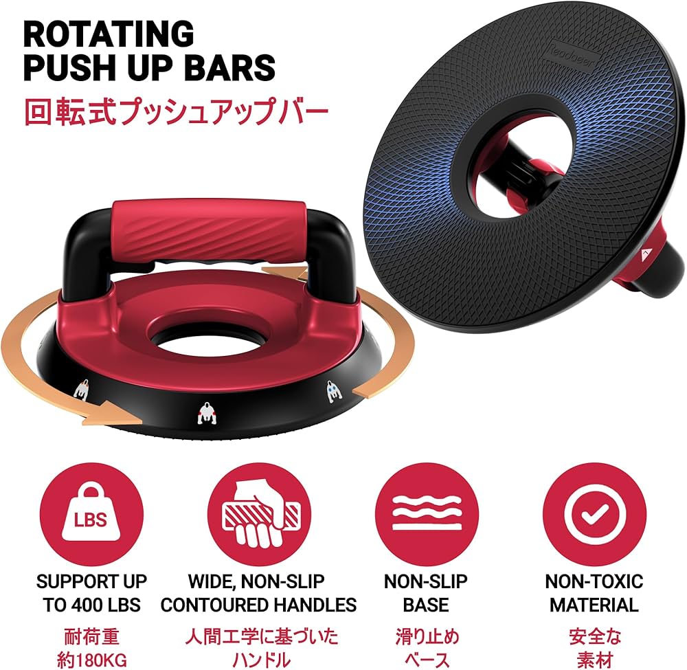READAEER Push Up Bars, Rotating Handle Design with Bearings for Smooth, Effortless for a Wider Range of Motion, Handle Rotation, Wide Grips with Non-Slip Rubber Pads for Comfort Exercise