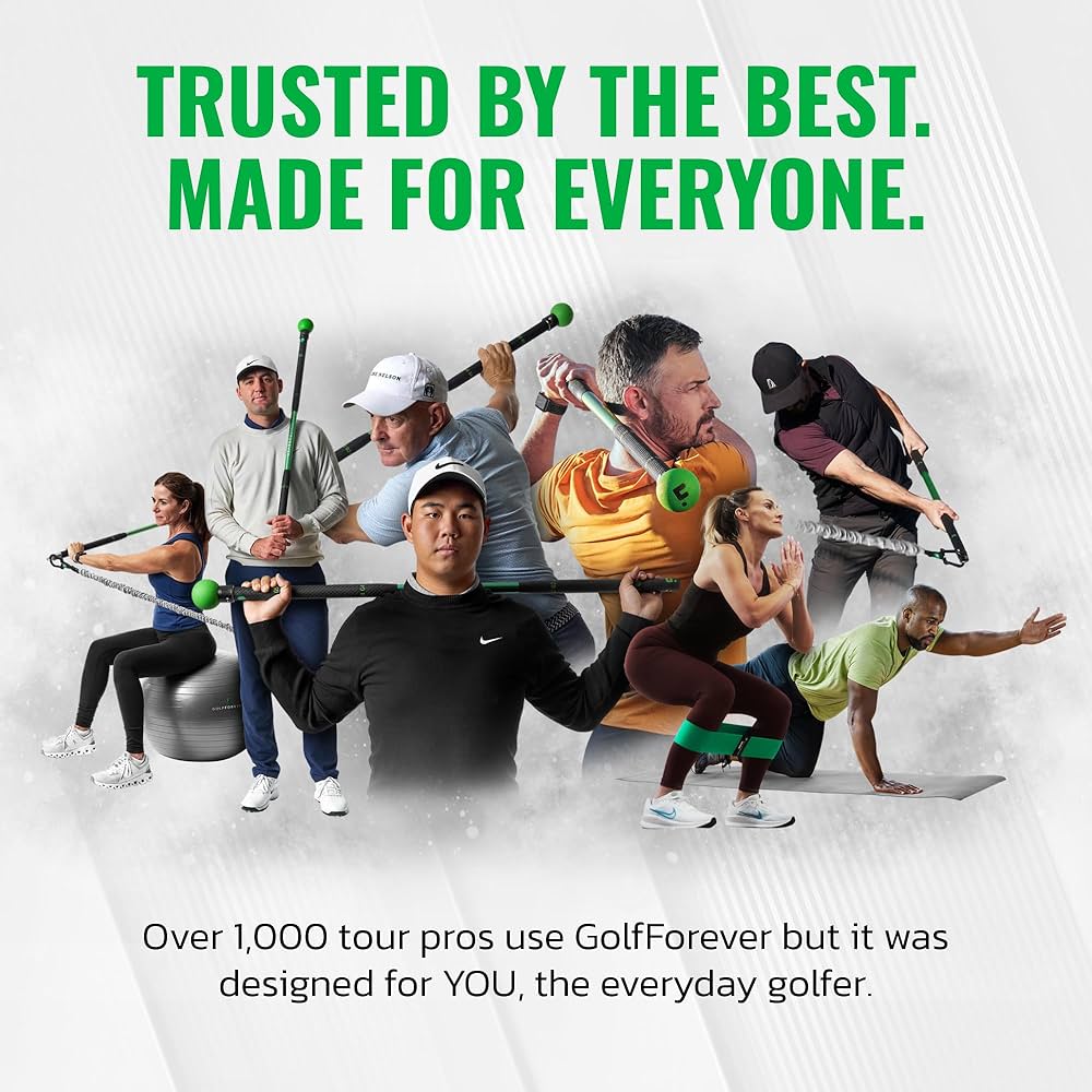 GolfForever Resistance Bands + 3-Month App Membership – Golf Exercise & Pain Relief Video Routines – Improve Flexibility, Gain Distance, Reduce Golf-Related Pain