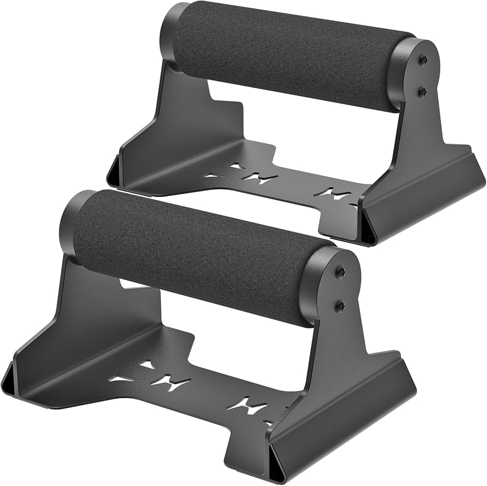 SELEWARE Wood push up bars Parallettes bars Anti-slip Handstand Bars for Calisthenics, Fitness, Floor workouts Solid Wood with Sturdy Metal Bracket, Support 600 lbs