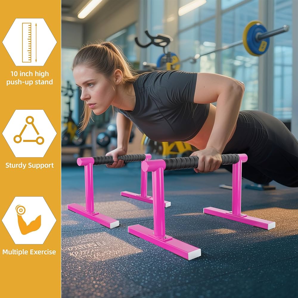 Strength Training Parallettes I-Sit Push Up Bars, Pushup Handles Calisthenics Equipment for Home Workout, Anti-slip Gymnastics Bars, Handstand & Dip Bar for Outdoor Exercise