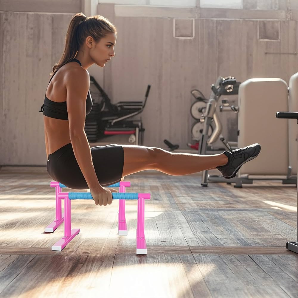 Strength Training Parallettes I-Sit Push Up Bars, Pushup Handles Calisthenics Equipment for Home Workout, Anti-slip Gymnastics Bars, Handstand & Dip Bar for Outdoor Exercise