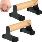 Double Circle Parallettes Push Up Bar with Ergonomic Wooden Handles – Calisthenics Equipment – Non-slip Parallel Bars for Strength Training and Calisthenics – Pushup Handles Parallettes Bars