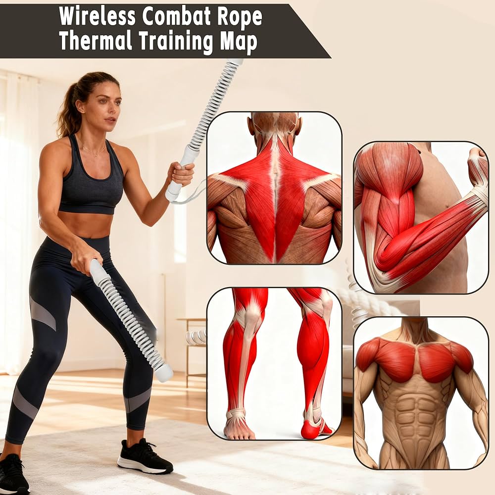 Ropeless Battle Rope – HIIT Weight Training, Multi-functional Home and Travel Exercise Equipment, Unisex Exercise Training Battle Rope Fitness Equipment with Anti-slip Tape